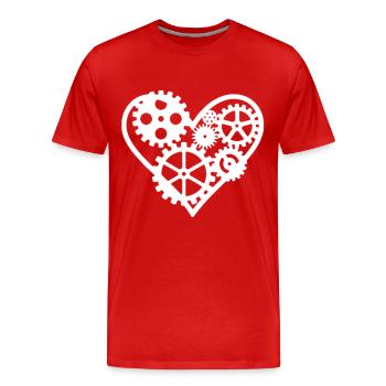 Coeur Steampunk - T-shirt bio Premium Homme - rouge - Devant - Damien (186cm)