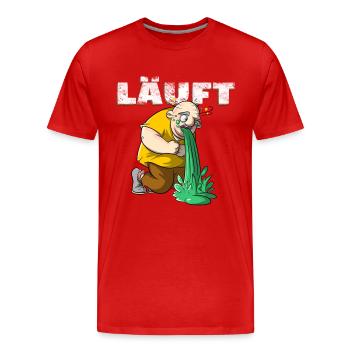 Läuft - Mann übergibt sich, Männerabend Sauftour - Männer Premium Bio T-Shirt - Rot - Vorne - Damien (186cm)