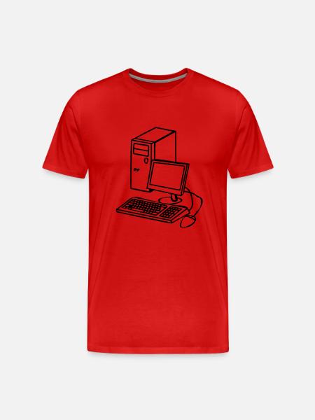 PC im Comicstyle - Männer Premium Bio T-Shirt - Rot