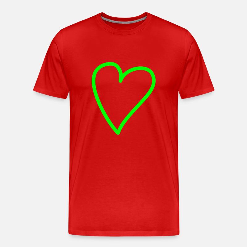 Coeur à main levée vert - T-shirt bio Premium Homme - rouge