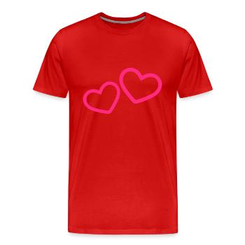 Deux cœurs de coeur Rose - T-shirt bio Premium Homme - rouge - Devant - Damien (186cm)