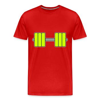 Haltère jaune - T-shirt bio Premium Homme - rouge - Devant - Damien (186cm)