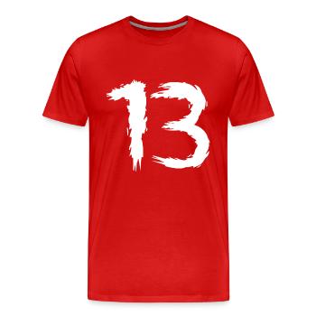 Number 13 favorite number design brush - Men's Premium Organic T-Shirt - red - Front - Damien (186cm)