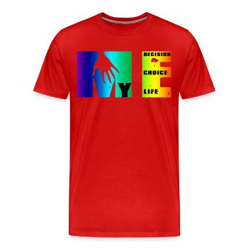 Manifeste de moi: choix, décision, vie - T-shirt bio Premium Homme - rouge - Devant - Damien (186cm)