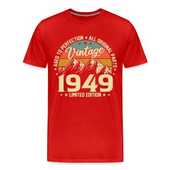 Aged to Perfection 1949 75th Anniversary Vintage - Men's Premium Organic T-Shirt - red - Front - Damien (186cm)