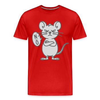 Lustige mürrische Maus Nö Noe Nee Nein - Männer Premium Bio T-Shirt - Rot - Vorne - Damien (186cm)