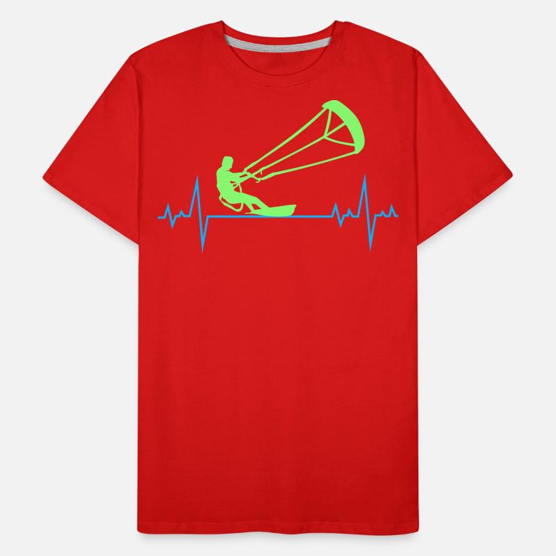 Kitesurfing Kiteboarding Kitesurf Heartbeat Pulse Men's Premium Organic T-Shirt