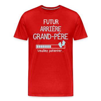 Futur Arrière Grandpère Cadeau Annonce bébé Fille - T-shirt bio Premium Homme - rouge - Devant - Damien (186cm)