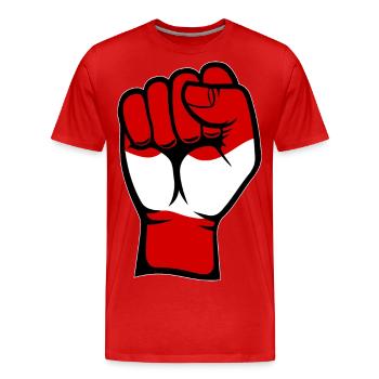 Drapeau de l’Autriche Symbole de la main du poing - T-shirt bio Premium Homme - rouge - Devant - Damien (186cm)