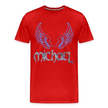 archangel michael e 45 - Men's Premium Organic T-Shirt - red - Front - Damien (186cm)