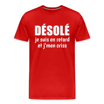 citation drôle, citation drôle - T-shirt bio Premium Homme - rouge - Devant - Damien (186cm)