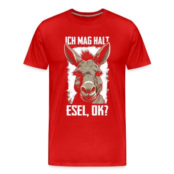 Esel Eselchen Maultier Muli - Männer Premium Bio T-Shirt - Rot - Vorne - Damien (186cm)