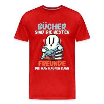 Buch Lesen Bücher Buch Nerd Bücherwurm - Männer Premium Bio T-Shirt - Rot - Vorne - Damien (186cm)
