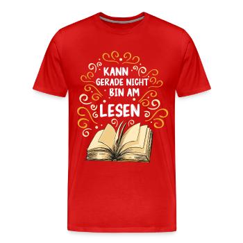 Buch Lesen Bücher Buch Nerd Bücherwurm - Männer Premium Bio T-Shirt - Rot - Vorne - Damien (186cm)