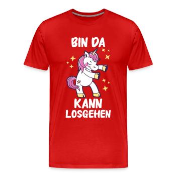 Einhorn Einhörner Fabelwesen Mystisch - Männer Premium Bio T-Shirt - Rot - Vorne - Damien (186cm)