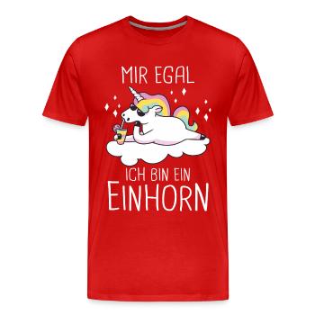 Einhorn Einhörner Fabelwesen Mystisch - Männer Premium Bio T-Shirt - Rot - Vorne - Damien (186cm)