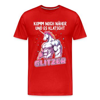 Einhorn Einhörner Fabelwesen Mystisch - Männer Premium Bio T-Shirt - Rot - Vorne - Damien (186cm)