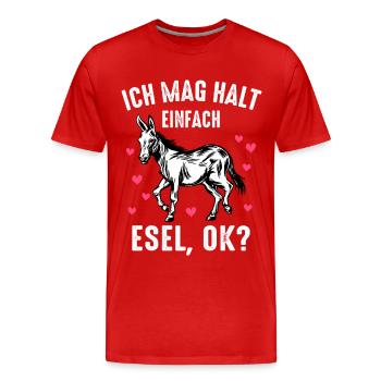 Esel Eselchen Maultier Muli - Männer Premium Bio T-Shirt - Rot - Vorne - Damien (186cm)