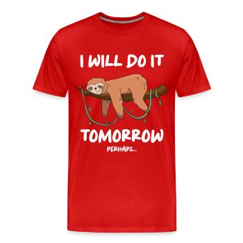 Paresseux paresseux Sommeil paresseux - T-shirt bio Premium Homme - rouge - Devant - Damien (186cm)
