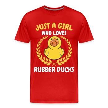 Canards en caoutchouc Salle de bain Canard jaune - T-shirt bio Premium Homme - rouge - Devant - Damien (186cm)