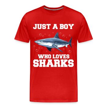 Shark, Ocean, Tiger Shark, Animal, Fish - Men's Premium Organic T-Shirt - red - Front - Damien (186cm)
