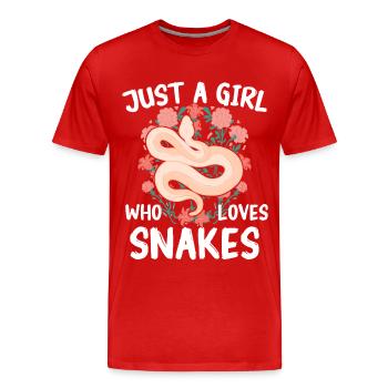 Schlange Schlangen Tier - Männer Premium Bio T-Shirt - Rot - Vorne - Damien (186cm)