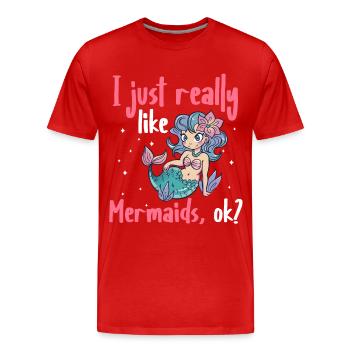 Mermaid Fable Mermaids Conte de fées - T-shirt bio Premium Homme - rouge - Devant - Damien (186cm)