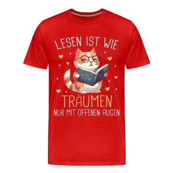 Buch Lesen Bücher Buch Nerd Bücherwurm - Männer Premium Bio T-Shirt - Rot - Vorne - Damien (186cm)