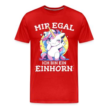 Einhorn Einhörner Fabelwesen Mystisch - Männer Premium Bio T-Shirt - Rot - Vorne - Damien (186cm)