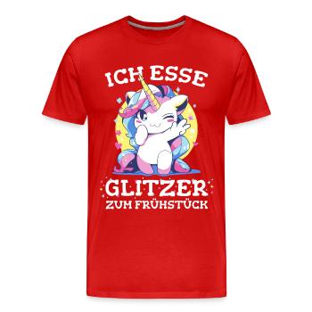 Einhorn Einhörner Fabelwesen Mystisch - Männer Premium Bio T-Shirt - Rot - Vorne - Damien (186cm)
