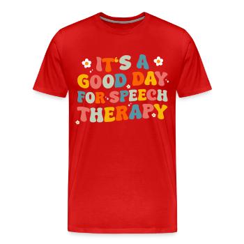 Speech Therapist Speech Therapy Speech Therapy - Men's Premium Organic T-Shirt - red - Front - Damien (186cm)