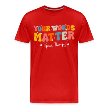 Speech Therapist Speech Therapy Speech Therapy - Men's Premium Organic T-Shirt - red - Front - Damien (186cm)