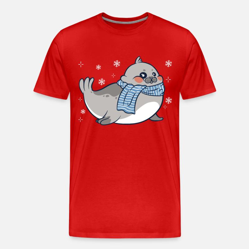 Robbe Robben Tier Seelöwe - Männer Premium Bio T-Shirt - Rot