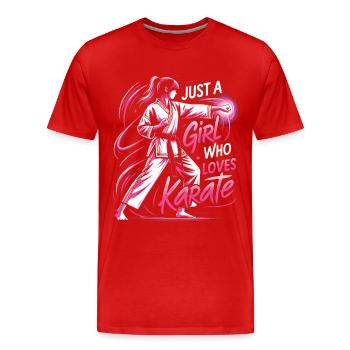 Karate Karatekämpfer Kampfkunst - Männer Premium Bio T-Shirt - Rot - Vorne - Damien (186cm)