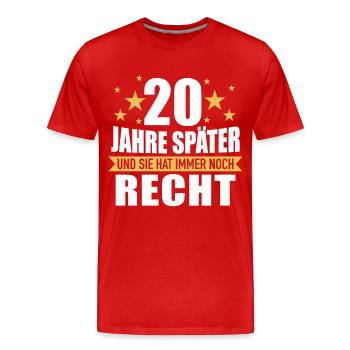 20 Hochzeitstag Jahrestag Ehemann Ehefrau - Männer Premium Bio T-Shirt - Rot - Vorne - Damien (186cm)