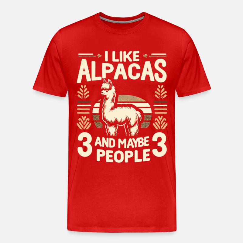 Alpaka Llama - Männer Premium Bio T-Shirt - Rot