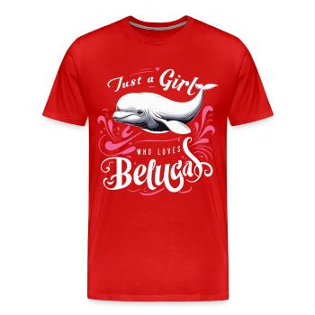 Béluga Béluga Océan Bélugas Baleines - T-shirt bio Premium Homme - rouge - Devant - Damien (186cm)