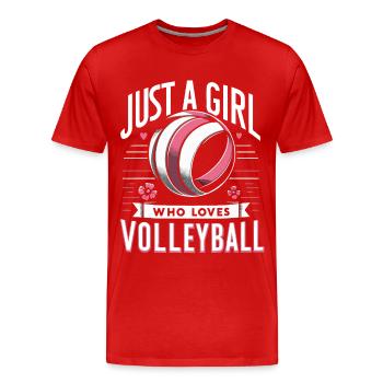 Joueur de volley-ball Volley-ball de plage Joueur de volley-ball S - T-shirt bio Premium Homme - rouge - Devant - Damien (186cm)