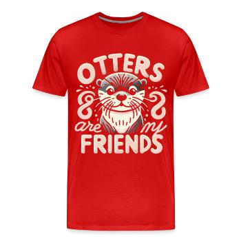 Loutre Loutre Loutre de mer - T-shirt bio Premium Homme - rouge - Devant - Damien (186cm)