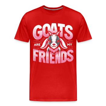 Chèvre Chèvre Animal Chèvre - T-shirt bio Premium Homme - rouge - Devant - Damien (186cm)