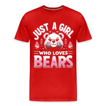 Ours, Grizzly, Ours brun, Ours - T-shirt bio Premium Homme - rouge - Devant - Damien (186cm)
