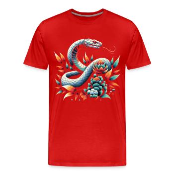 Schlange Schlangen Tier - Männer Premium Bio T-Shirt - Rot - Vorne - Damien (186cm)