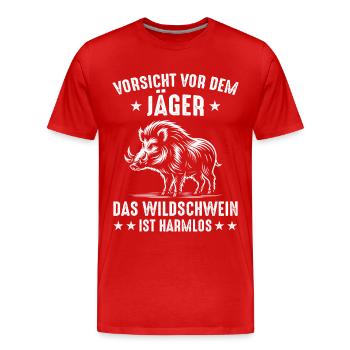 Chasseur Chasse Chasse Vêtements de chasse - T-shirt bio Premium Homme - rouge - Devant - Damien (186cm)