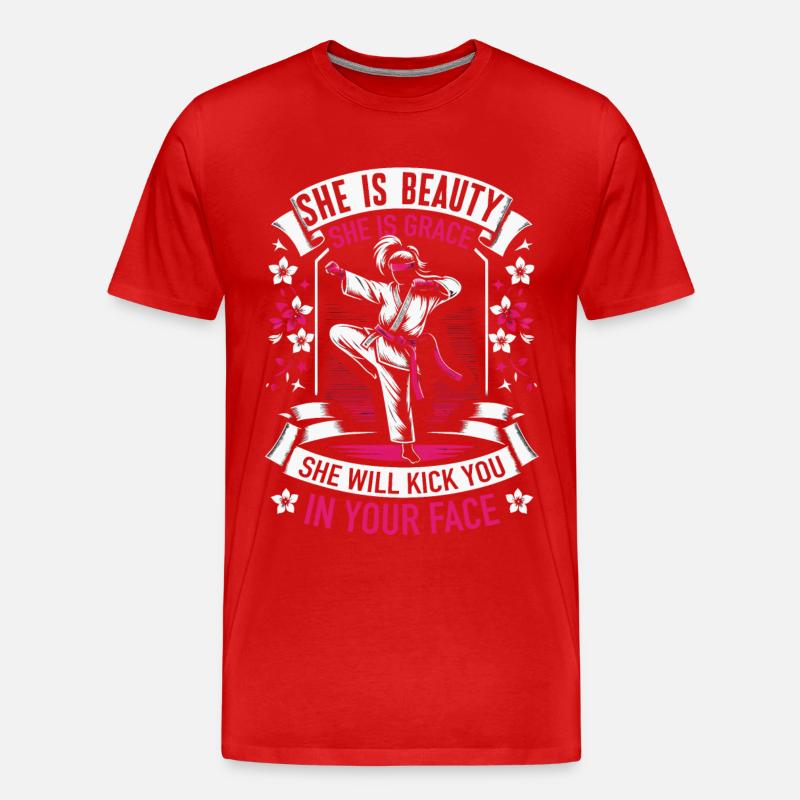 Karate Karatekämpfer Kampfkunst - Männer Premium Bio T-Shirt - Rot