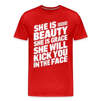 Karate Karatekämpfer Kampfkunst - Männer Premium Bio T-Shirt - Rot - Vorne - Damien (186cm)