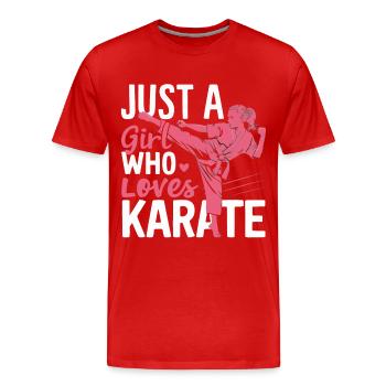 Karate Karatekämpfer Kampfkunst - Männer Premium Bio T-Shirt - Rot - Vorne - Damien (186cm)