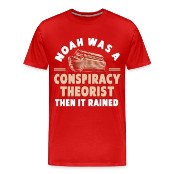 Théoricien du complot théorie du complot - T-shirt bio Premium Homme - rouge - Devant - Damien (186cm)