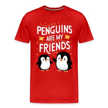 Pinguin Pinguine Tier - Männer Premium Bio T-Shirt - Rot - Vorne - Damien (186cm)