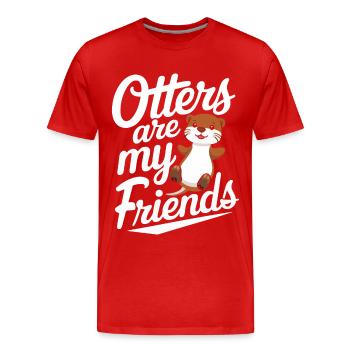 Loutre Loutre Loutre de mer - T-shirt bio Premium Homme - rouge - Devant - Damien (186cm)