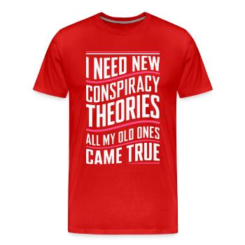 Théoricien du complot théorie du complot - T-shirt bio Premium Homme - rouge - Devant - Damien (186cm)